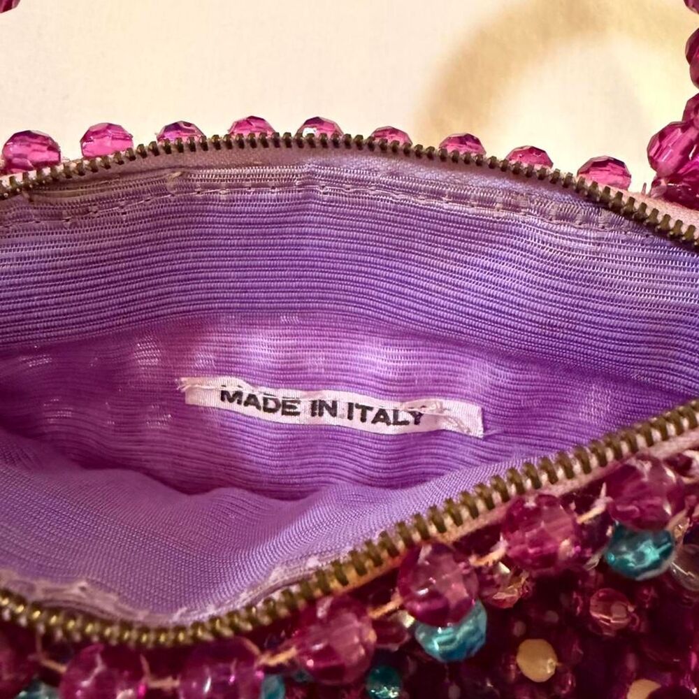 Vintage 1960s Purple Beaded Mini Bag, Made in Italy - Picture 3 of 8